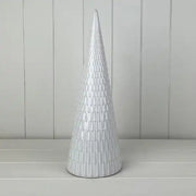 White Ceramic Tree Oranament with Textured Detail  L12.8xD12.8xH36.3cm  Weight-826g