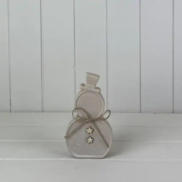 Sand Texture Effect Ceramic Snowman Decoration L9.5xD4xH17cm  Weight-188g