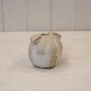 Stone Glazed Ceramic Bauble Shaped Candle Holder with Sand Textured Bow Detail
