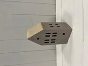 Large Grey Ribbed Ceramic LED House with Sand Roof. 6 Hour Timer