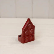 Red Ceramic Pointed House Tealight Holder