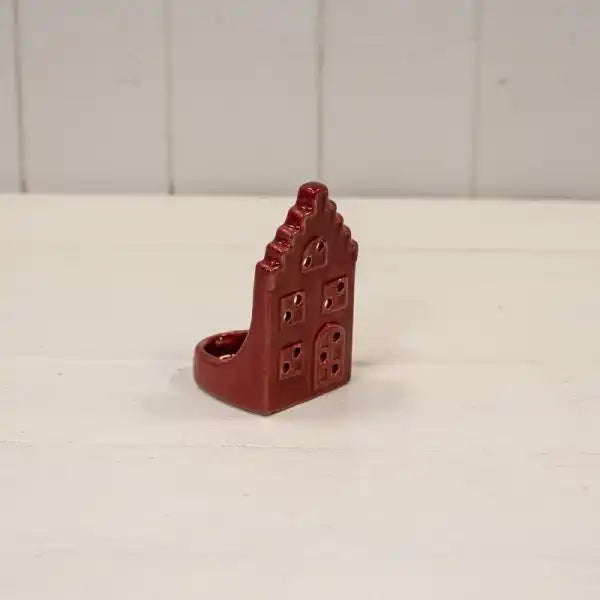 Red Ceramic House Tealight Holder with Square Roof