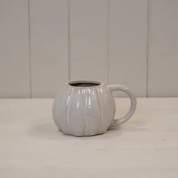 White Ceramic Pumpkin Mug L14.3xW10.1xH9.5cm