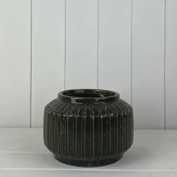 Stripe Glossy Pot H12cm D17.5cm
