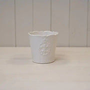 Small White Ceramic Pot TD11.5cm Fleur De Lis