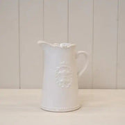 White Ceramic Jug 19cm Fleur De Lis