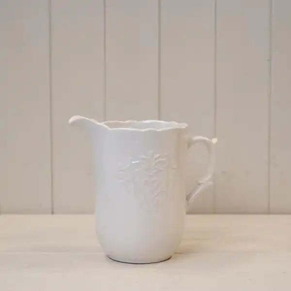 White Ceramic Jug H19cm Heart Design