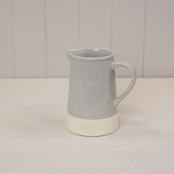 Grey Debossed Star Jug TD10.5x8.5cm H15.3cm B10.5cm