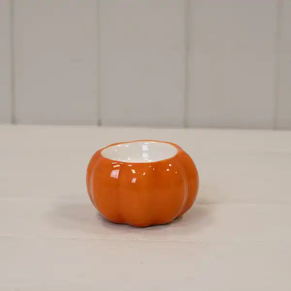 Orange Ceramic Pumpkin Tealight Holder L8xW8xH5cm  Weight-143g