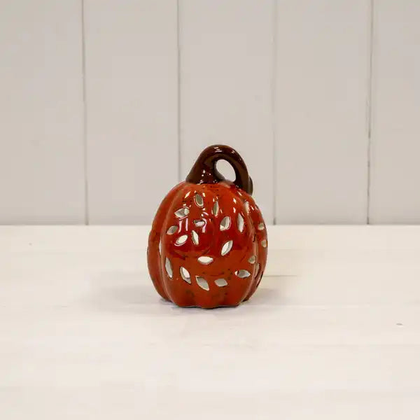 Orange Ceramic Pumpkin Tealight L9xW8.5xH12cm