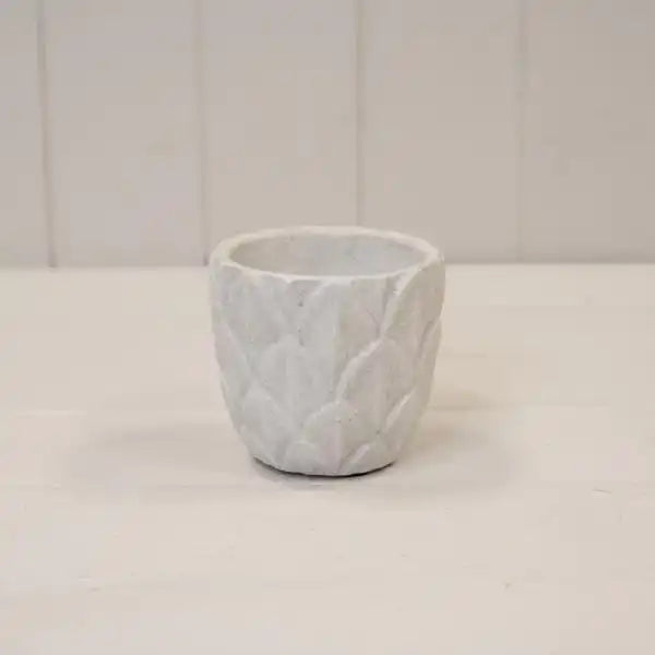 Round White  Leaf Patterned Pot TD9xH8.5cm  Weight-319g