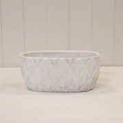 Trough White  Leaf Patterned Pot TD25x12.5xH11cm  WEIGHT-1394g
