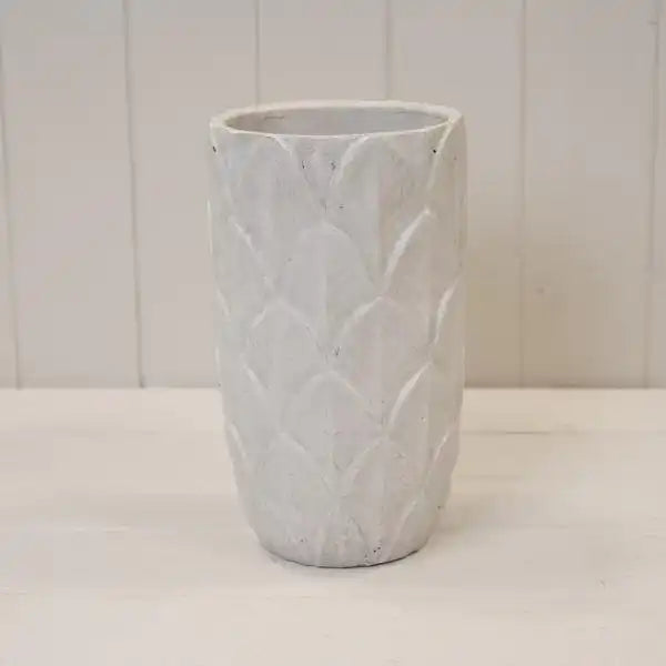 White  Leaf Patterned Tall Pot TD13.2xH23cm