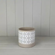 Round Beige Patterned  Pot TD13.5xH13cm Weight-593g