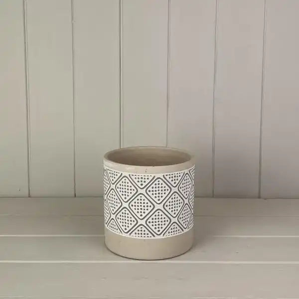 Round Beige Patterned Pot TD13.5xH13cm Weight-660g