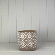 Round Brown Patterned Pot TD16.5xH15.5cm  Weight-1001g