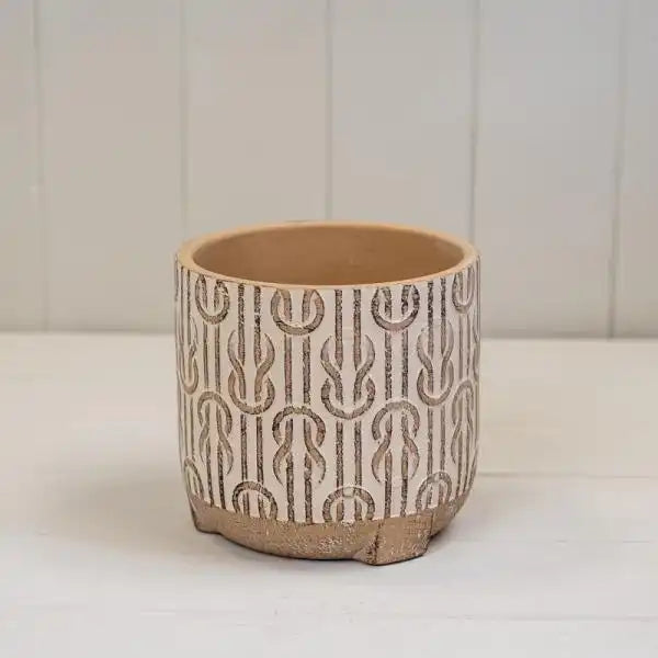 Round Brown Patterned Pot TD13.5xH12.5cm  Weight-754g