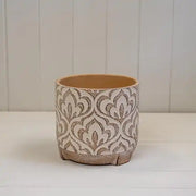 Roumd Brown Patterned Pot TD16.5xH15.5cm  Weight 1003g