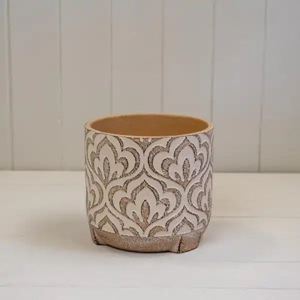 Roumd Brown Patterned Pot TD16.5xH15.5cm  Weight 1003g