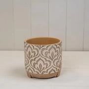 Rouund Brown Ptterned Pot TD13.5xH12.5cm  Weight-761g