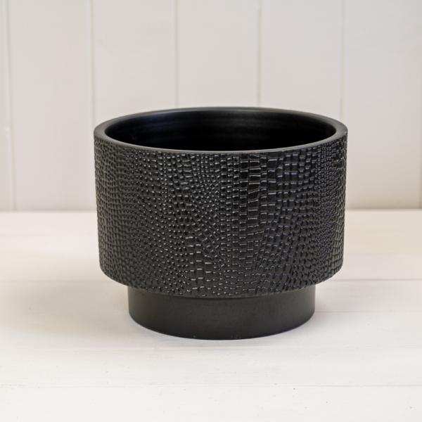 Black footed Textured Pot TD20cm H15cm