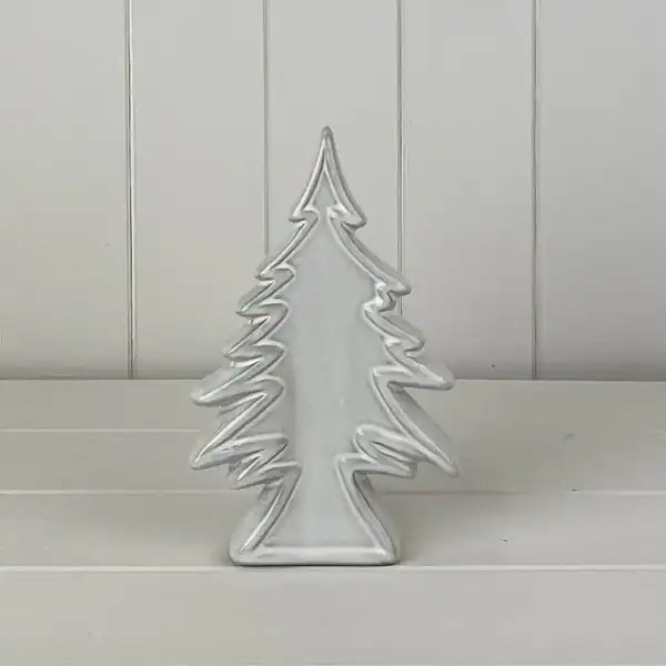 Glazed Ceramic Christmas Tree Ornament with Textured Detail L13xD4.2xH20.2cm  Weight-500g