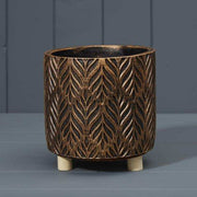 Gold Cement Planter L15xD15xH16xTD15cm