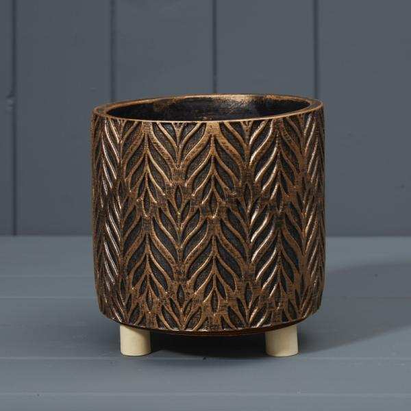 Gold Cement Planter L15xD15xH16xTD15cm