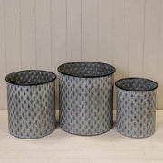 Set of 3 Zinc Diamond Design L: D29.5cm H30cm M: D25cm H27cm S:D21cm H24cm