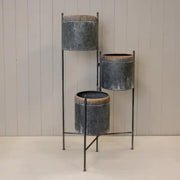 Zinc Tiered Trio Planter 45x24cm H42/86cm