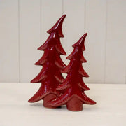 Large Red Ceramic Bendy Double Christmas Trees