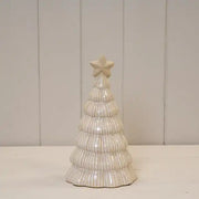 Large Stone Glazed Ribbed Christmas Tree with Star Topper