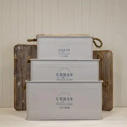 Set of Three Cream Urban Rectangular Storage Containers L:68Lx35.5Wx35H-M:62Lx32Wx31H-S:51Lx28Wx26.