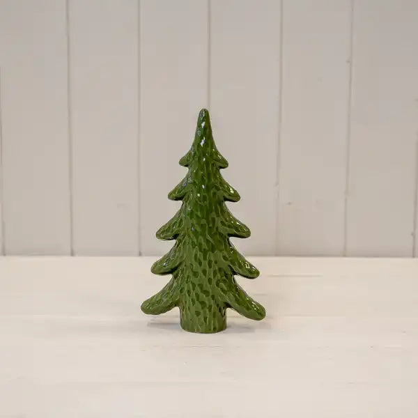 Medium Dimpled Green Ceramic Christmas Tree Ornament
