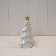 Medium Stone Glazed Ceramic Layered Christmas Tree with Cream Star on Top