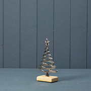 Silver Tree on Wooden Base 10x5x18.5cm