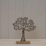 Silver Tree of Life on Wooden Base 24x5x27cm