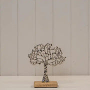 Silver Tree of Life on Wooden Base 16x5x19cm