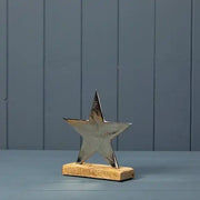 Silver Star on Wooden Base 16.5x5x17cm  Weight-167g