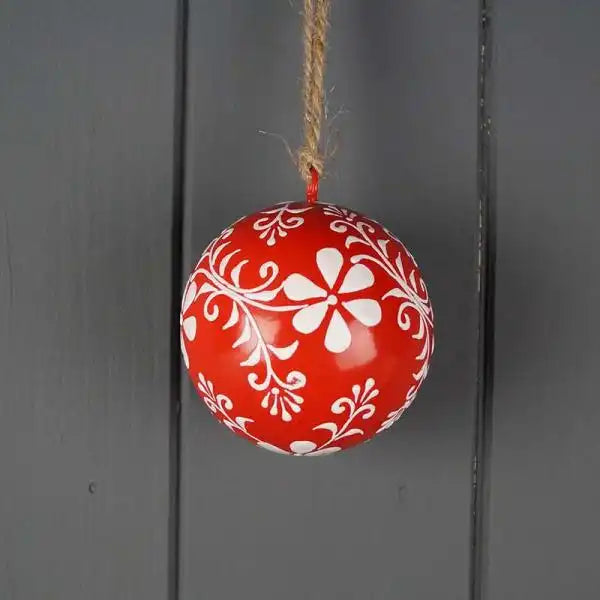 Red Hanging Handpainted Bauble (6.5cm)