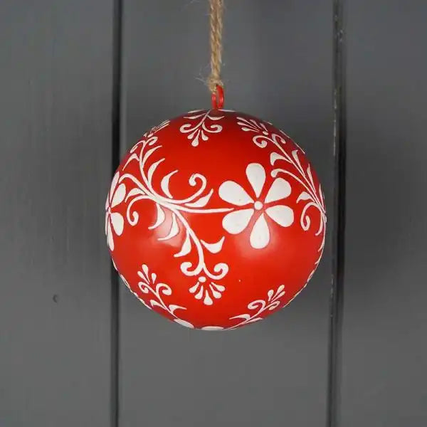 Red Hanging Handpainted Bauble 8cm