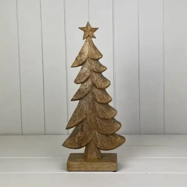 Wooden Tree on Base Festive Decoration L10xD4.5xH20.5cm  Weight-153g