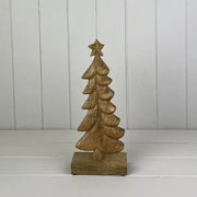 Wooden Tree on Base Festive Decoration L12xD6xH29.5cm Weight-332g