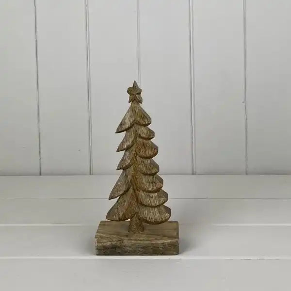 Wooden Tree on Base Festive Decoration L13.5xD5.5xH40cm  Weight-523g