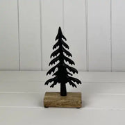 Matt Black Wood/Metal Tree Festive Decoration L10.2xD4.5xH22cm  Weight-170g