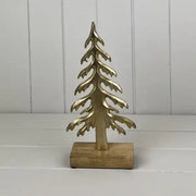 Gold Wood/Metal Tree Festive Decoration L11.5xD6xH26cm  Weight-235g