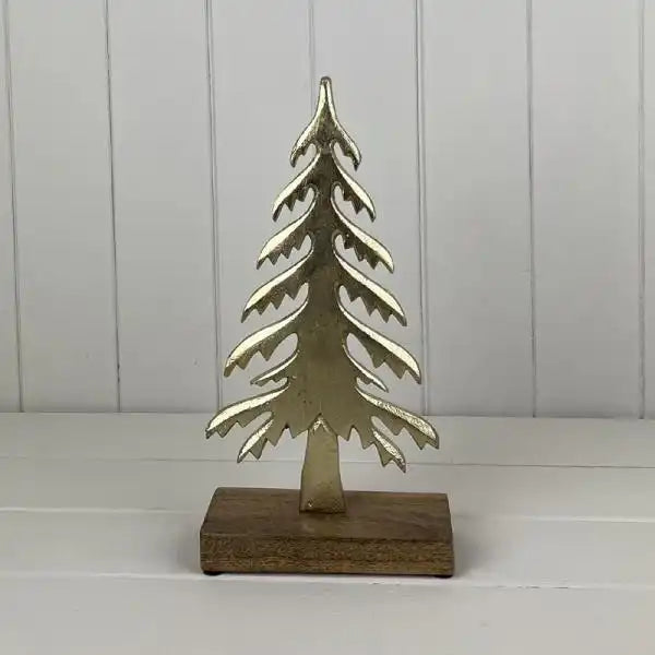 Gold Wood/Metal Tree Festive Decoration L15xD6xH30cm  Weight-329g