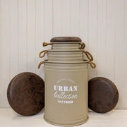 Set of Three Light Brown Urban Round Storage Containers L:40Dx55H-M:34Dx50H-S:27Dx44H