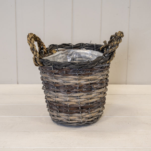 21cm Peeled and Unpealed Split Willow Round Basket With Ears