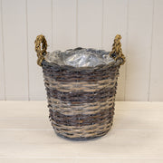 25cm Peeled and Unpealed Split Willow Round Basket With Ears
